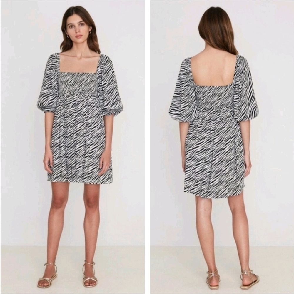 Anthropolgie FAITHFUL THE BRAND Alina Mini Dress Zebra Print 🦓